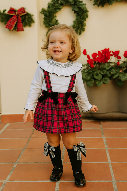 Salopette tartan fuxia