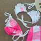Costume bikini più pareo big buble Fucsia