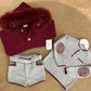 Cord-Set 2 Pezzi Grigio/Bordaux