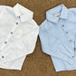 Camicia Bianca/Celeste In Oxford Bottoni Madreperla