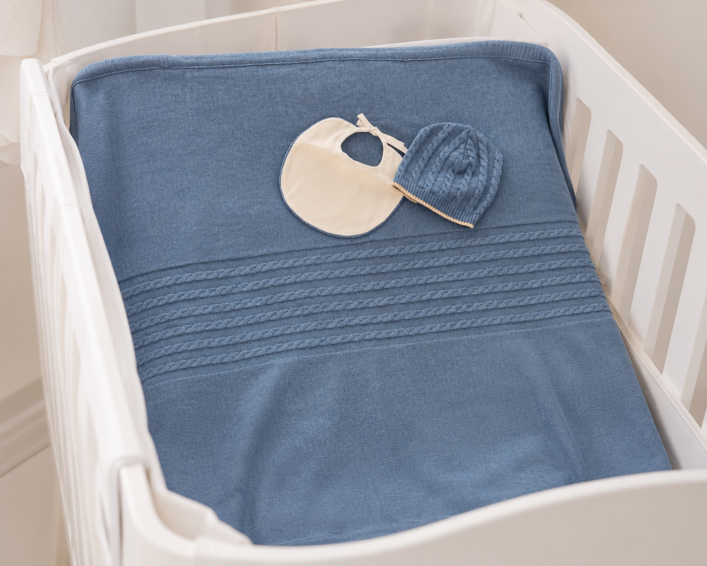 Coperta più set  treccia blu