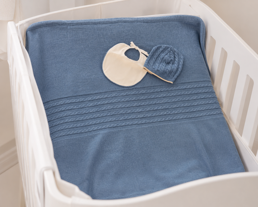 Coperta più set  treccia blu