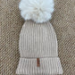 Cappello Condor Beige/Rosso Pon Pon