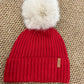 Cappello Condor Beige/Rosso Pon Pon