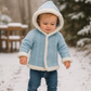Cappottino neonato reversibile celeste bianco