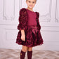 Khaila 3D Tulle Top and Skirt Set Burgundy