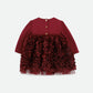 Lively Baby 3D Roses Dress Burgundy