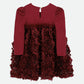 Lively 3D Roses Dress Burgundy