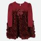 Lively 3D Roses Dress Burgundy