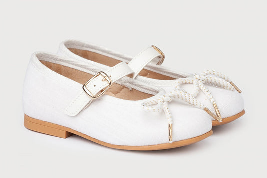 Ballerina Bianca Con Fiocco In Lino ANGELITOS