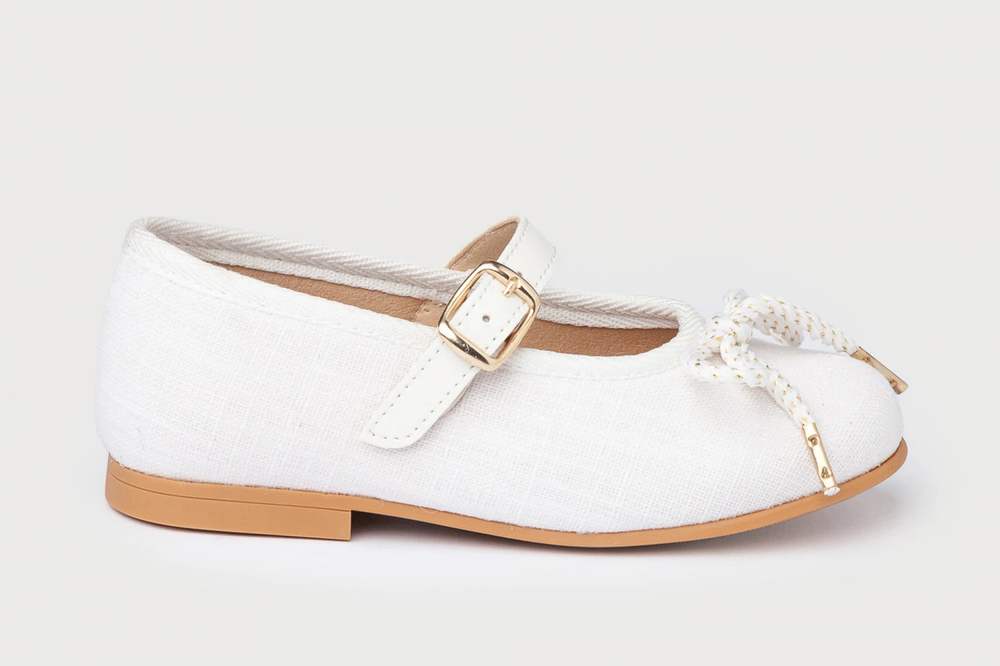 Ballerina Bianca Con Fiocco In Lino ANGELITOS