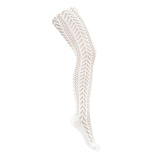 Calzamaglia folkcloristica in perle traforata BIANCO