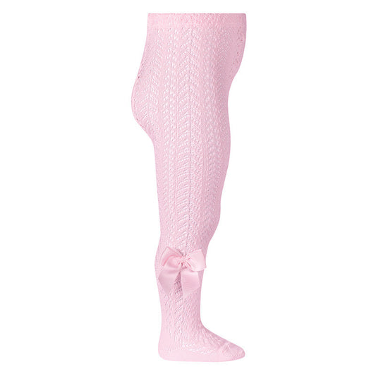 Calzamaglia perle traforata con fiocco grosgrain ROSA