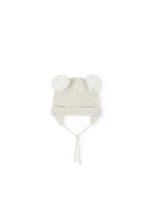 Cappello bianco con pompon