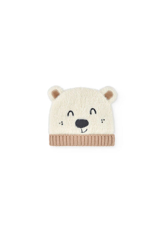 Cappello bianco con stampa di orso