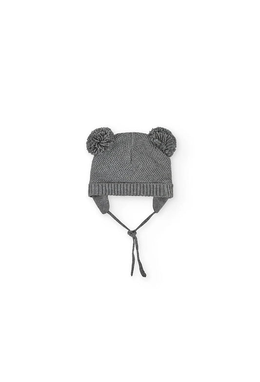 Cappello grigio con pompon