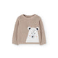 Completo neonato beige a maglia con animali