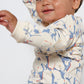 Completo neonato in maglia animali blu