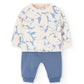 Completo neonato in maglia animali blu