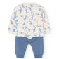 Completo neonato in maglia animali blu