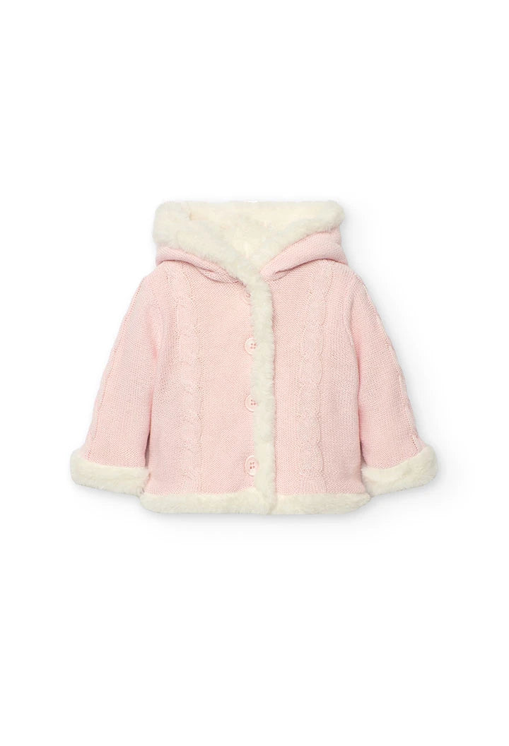 Cappottino per neonata reversibile rosa e bianca