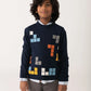 Maglione bambino geometrico blu