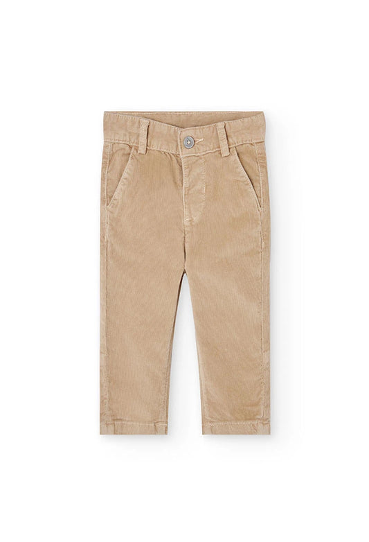 Pantaloni bambino microvelluto beige