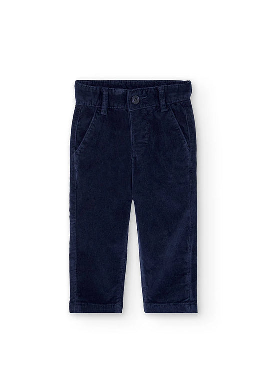 Pantaloni bambino microvelluto blu scuro