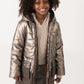 Parka bambina tessuto tecnico marrone