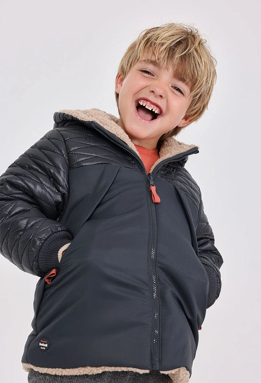 Parka tessuto tecnico reversibile grigio