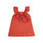Vestito punto legaccio con fiocco grandegrosgrain ROSSO PAPAVERO CONDOR