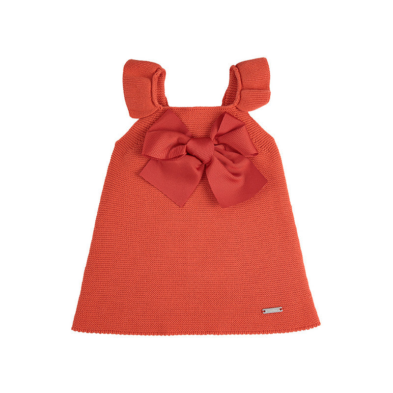 Vestito punto legaccio con fiocco grandegrosgrain ROSSO PAPAVERO CONDOR